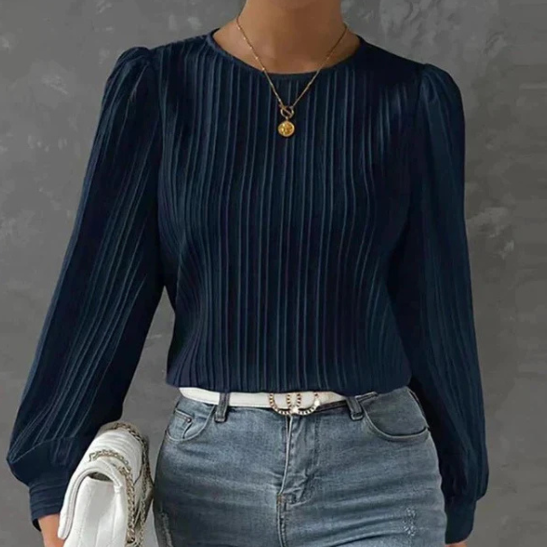 Damen Plissierte Bluse | Langarm