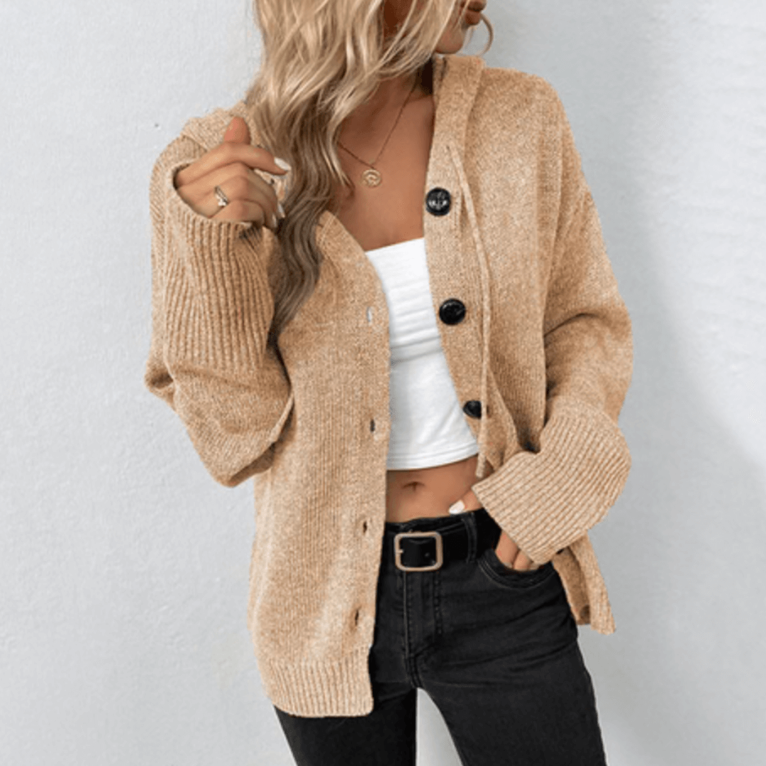 Brittan | Damen Warme Strickjacke | Knopf Daunen