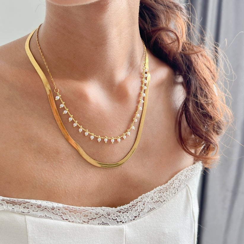 Marizanne | Luxus Schlange Choker & Perlen Schmuckset 18K Gold