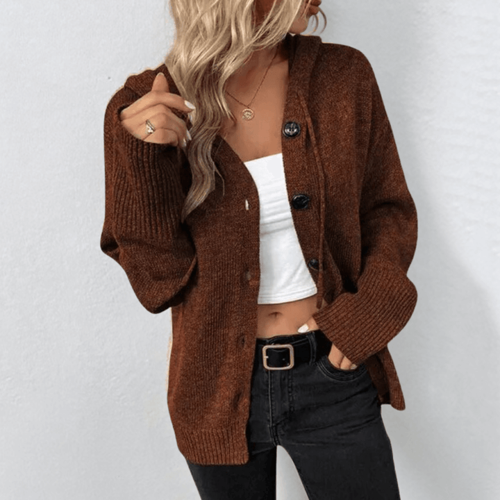 Brittan | Damen Warme Strickjacke | Knopf Daunen
