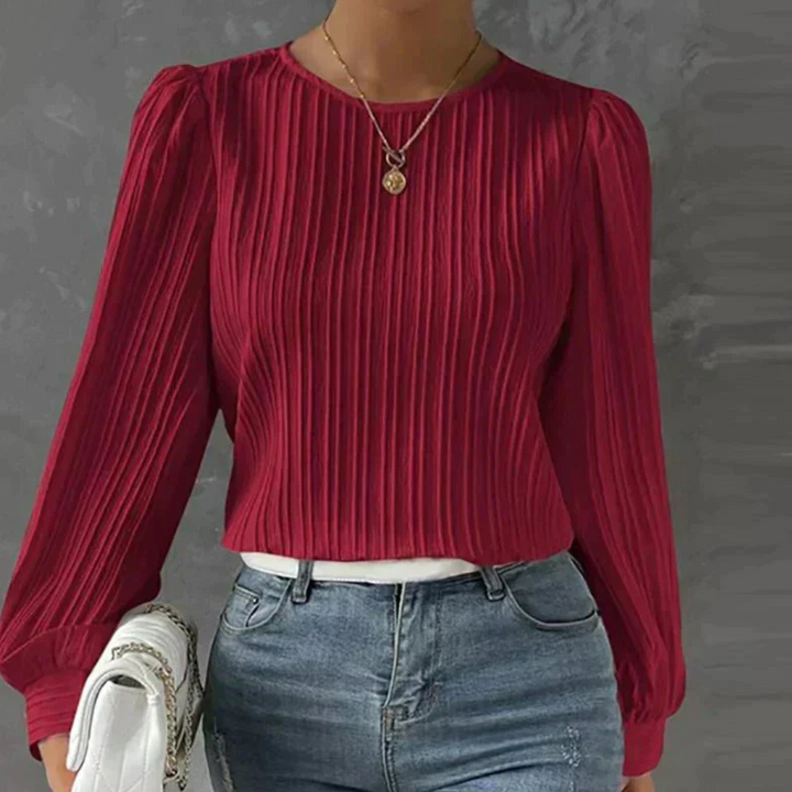Damen Plissierte Bluse | Langarm
