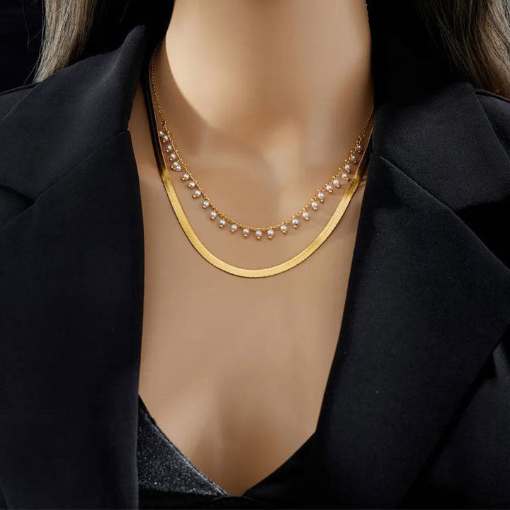 Marizanne | Luxus Schlange Choker & Perlen Schmuckset 18K Gold