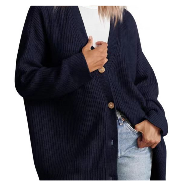 Damen Strick Knopf Daunen Warme Strickjacke | Lange
