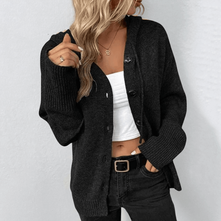 Brittan | Damen Warme Strickjacke | Knopf Daunen