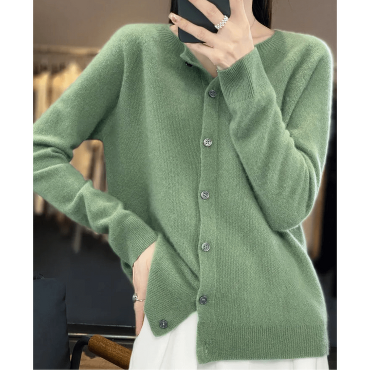 Damen Warme Knopf Daunen Strickjacke | Langarm