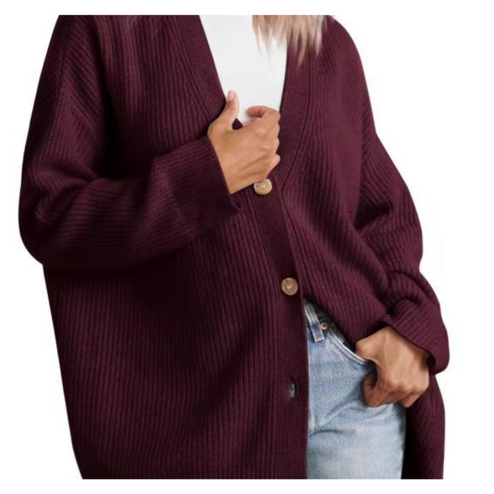 Damen Strick Knopf Daunen Warme Strickjacke | Lange