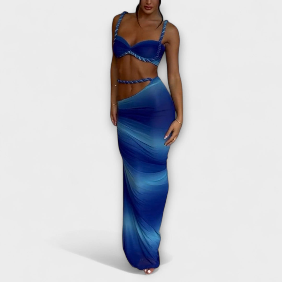 Jane - Schickes Gradient Zopf Crop Top & Overskirt Duo