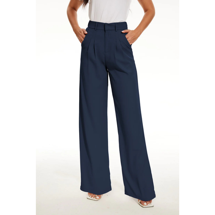 Damen Weites Bein Hoher Taille Hosen | Plissiert