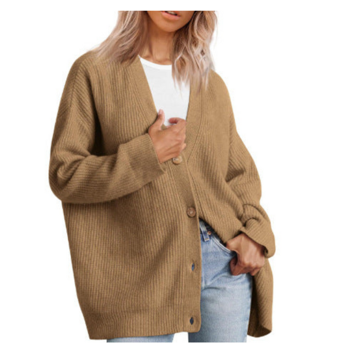 Damen Strick Knopf Daunen Warme Strickjacke | Lange