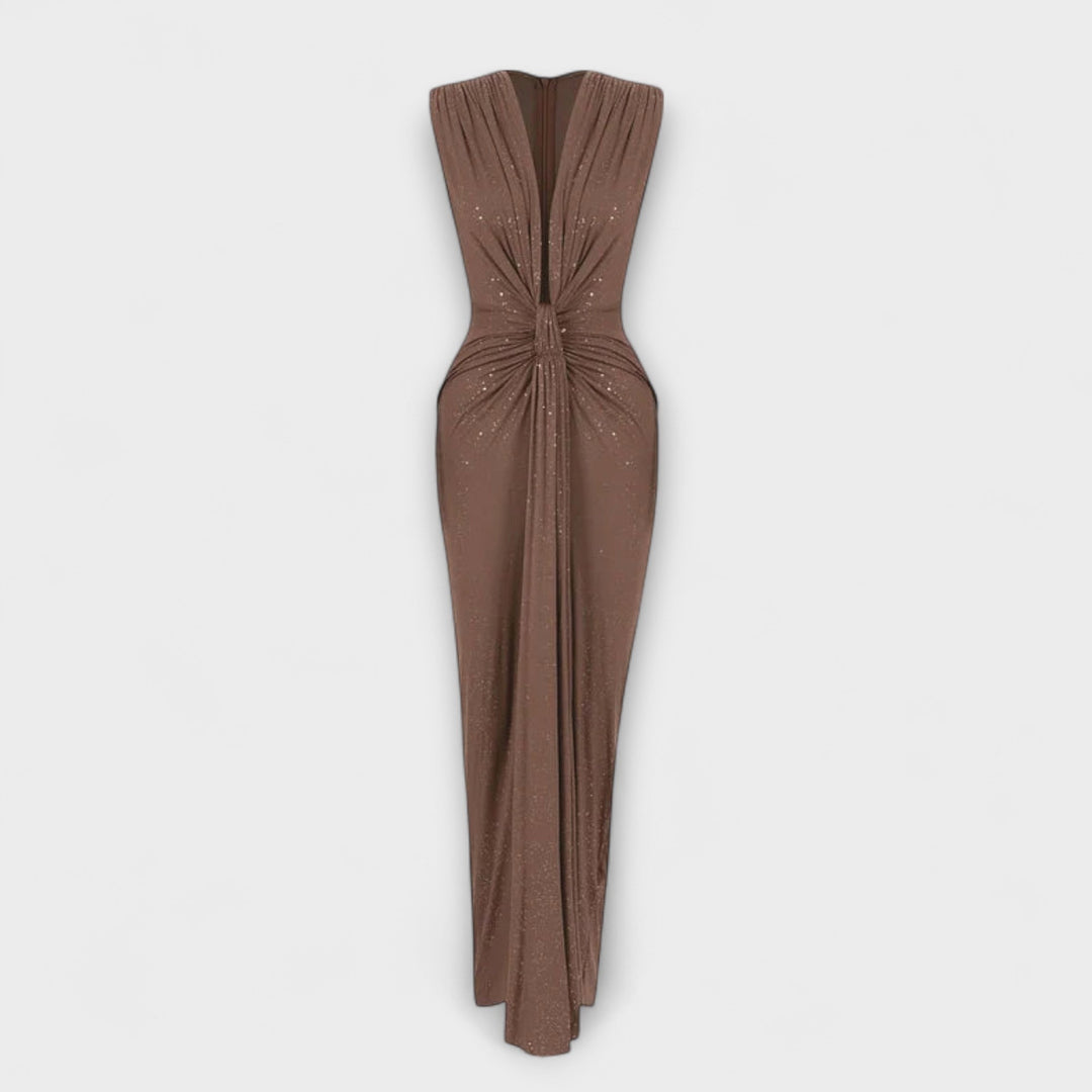 Thea - Maxikleid mit tiefem V-Ausschnitt