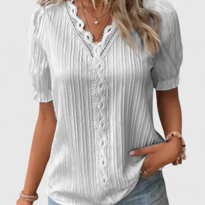Avienne | Elegante V-Ausschnitt Bluse