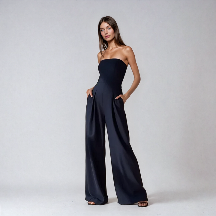 Elke – Trägerloser Jumpsuit mit weitem Bein