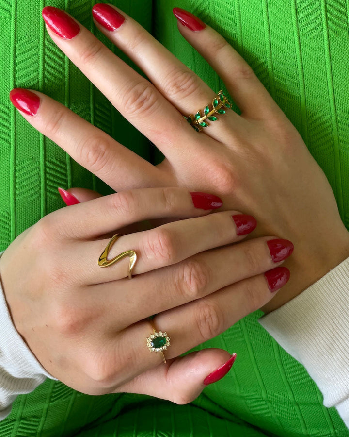 Amaryelle | Grüner Zirkonia Ring 18K Gold