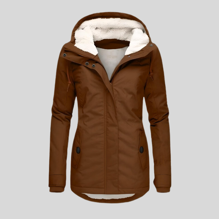 Beate - Wasserdichte Lange Jacke mit Kapuze und Futter