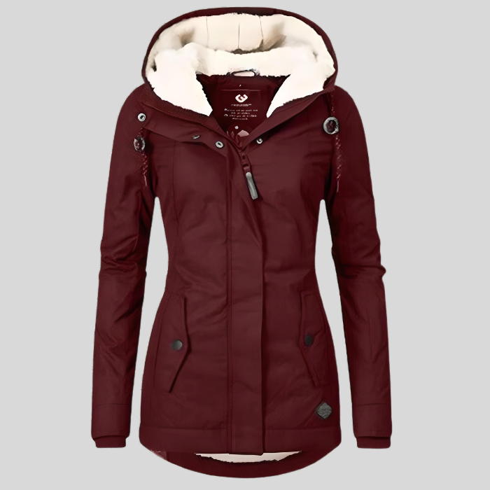 Beate - Wasserdichte Lange Jacke mit Kapuze und Futter