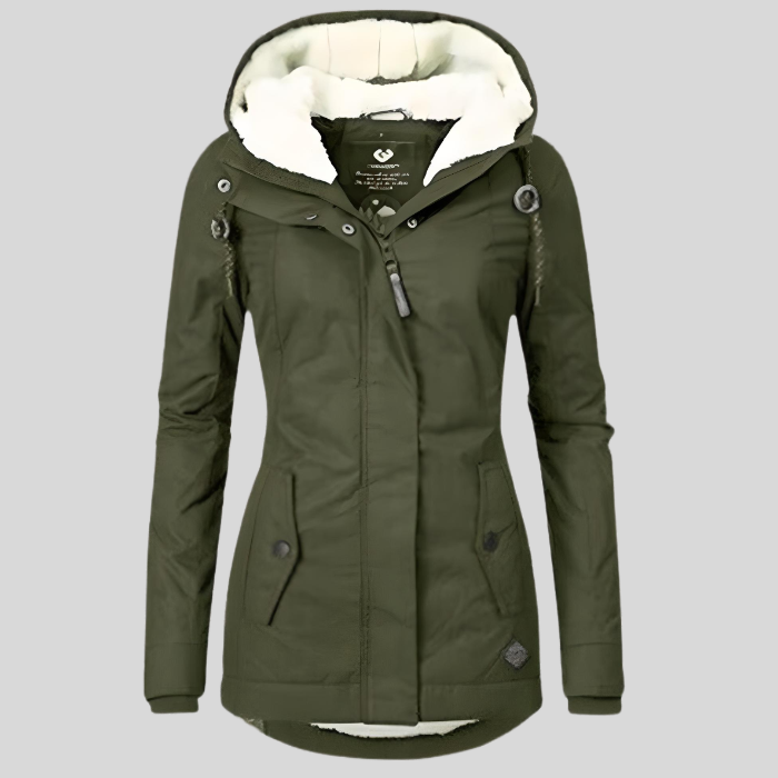 Beate - Wasserdichte Lange Jacke mit Kapuze und Futter