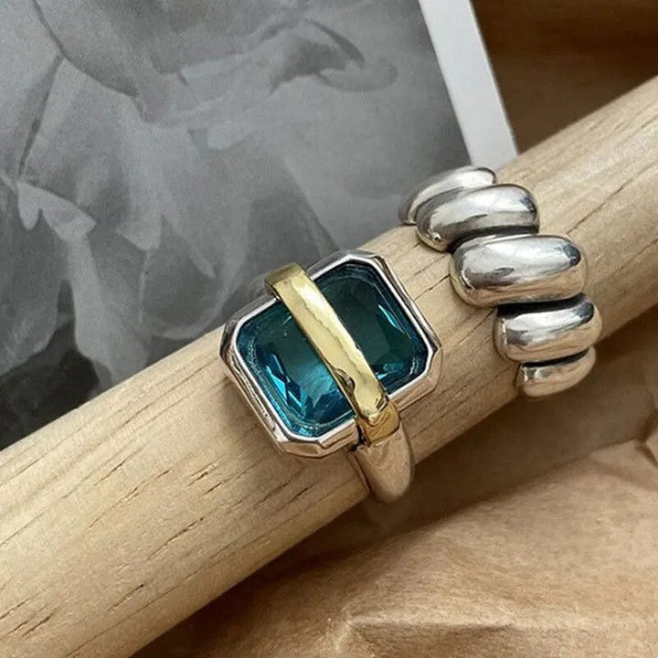 Blauer Zirkon Silberring