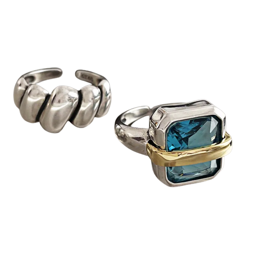 Blauer Zirkon Silberring