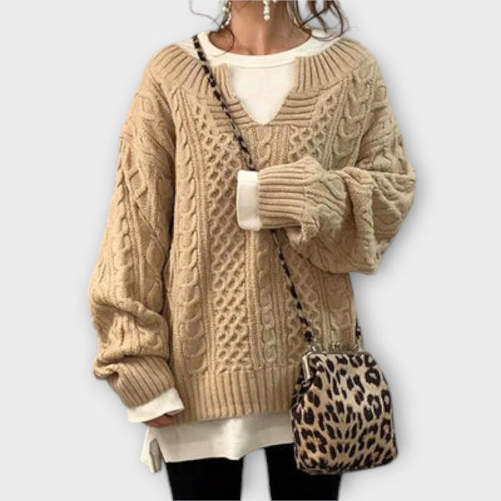 Lili - Übergroßer Strickpullover mit Zopfmuster