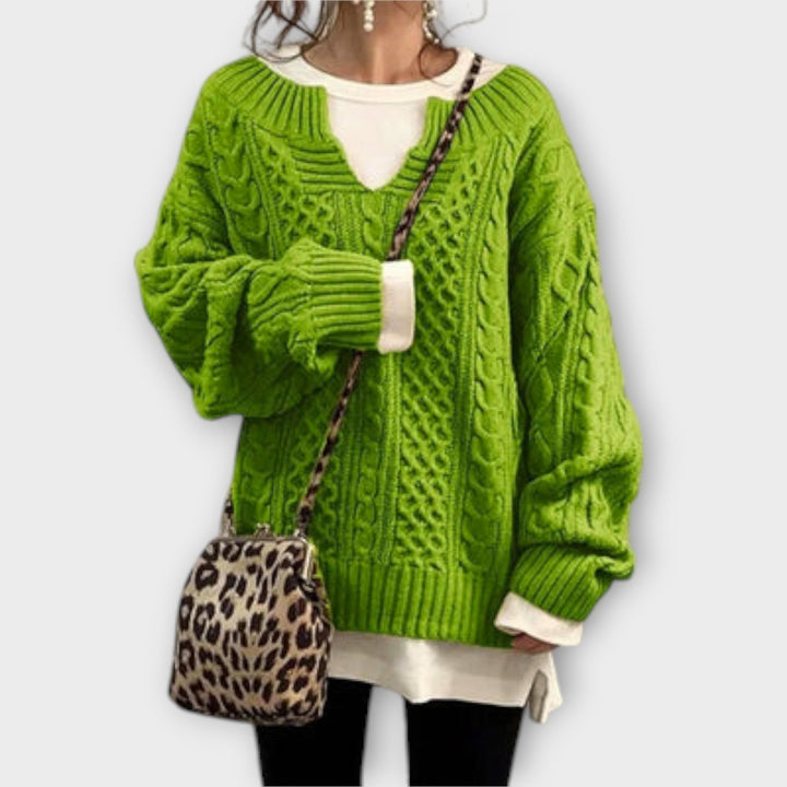 Lili - Übergroßer Strickpullover mit Zopfmuster