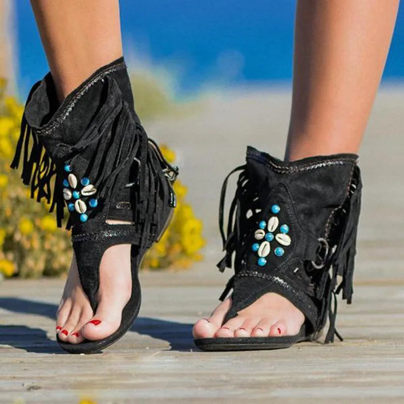 Hera - Fransen Boho Sandalen