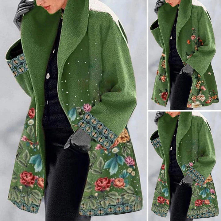Damen Lange Winter Bedruckter Mantel | Warme
