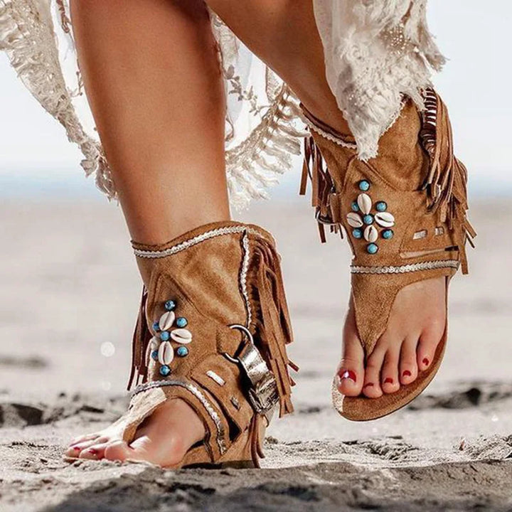 Hera - Fransen Boho Sandalen
