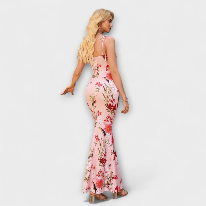 Thalia - Floral Print Prom Dress mit gebundenen Schulterträgern