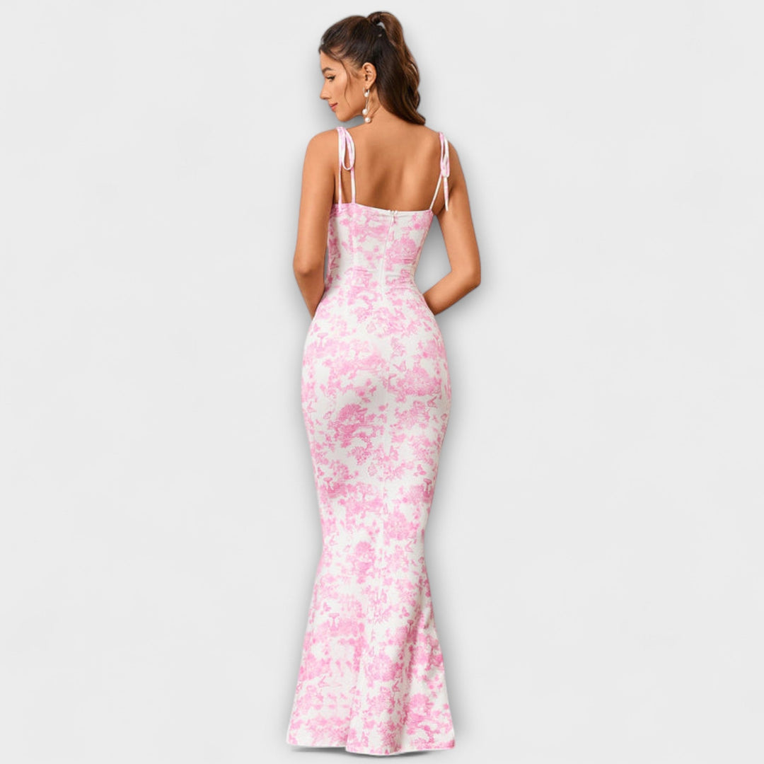 Thalia - Floral Print Prom Dress mit gebundenen Schulterträgern