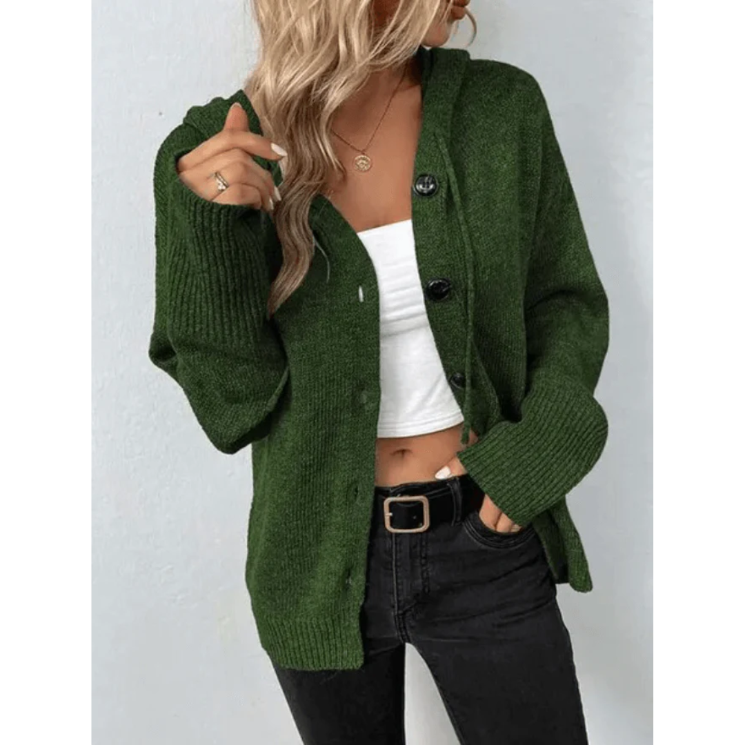 Brittan | Damen Warme Strickjacke | Knopf Daunen