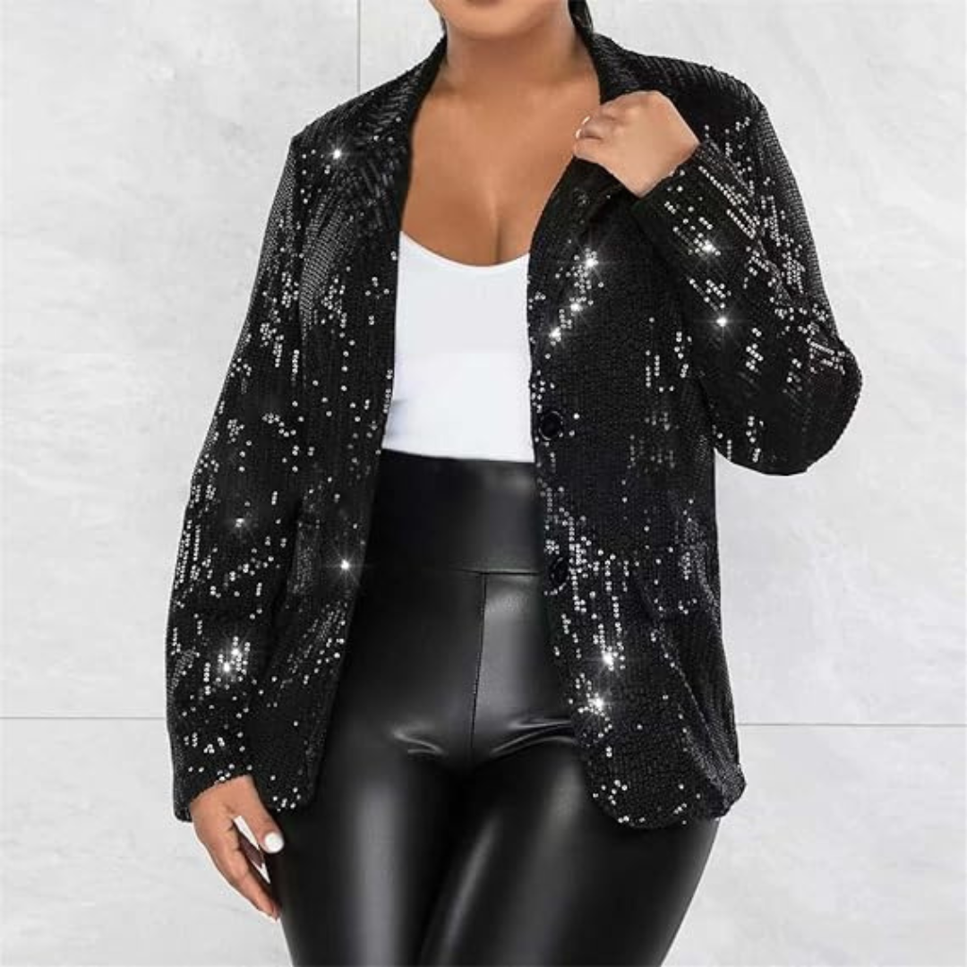 Damen Pailletten Blazer | Gerüscht