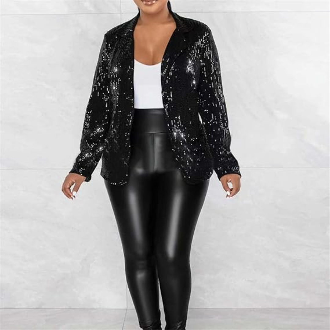 Damen Pailletten Blazer | Gerüscht