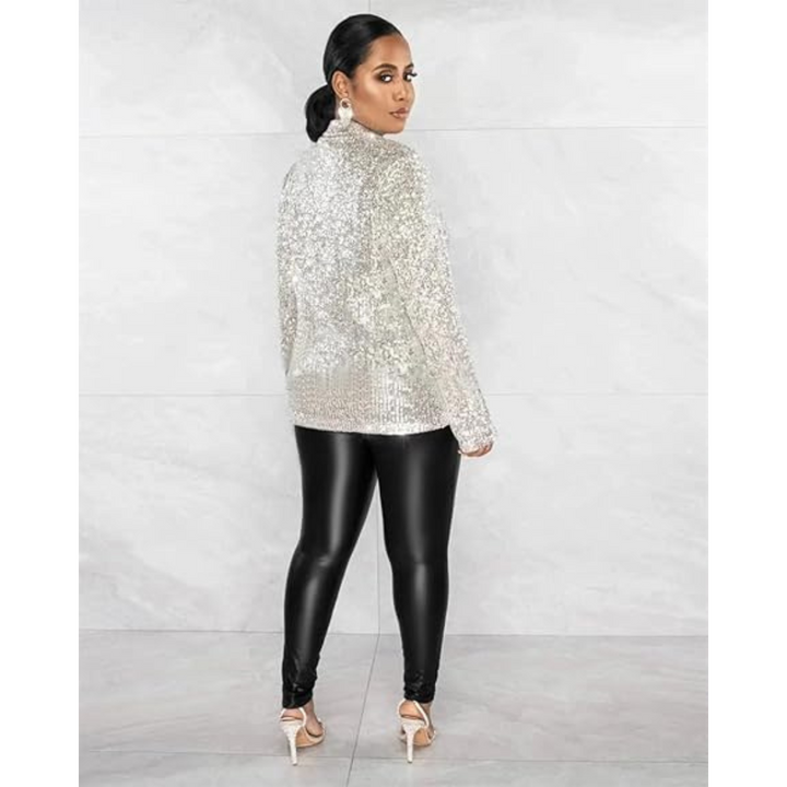 Damen Pailletten Blazer | Gerüscht