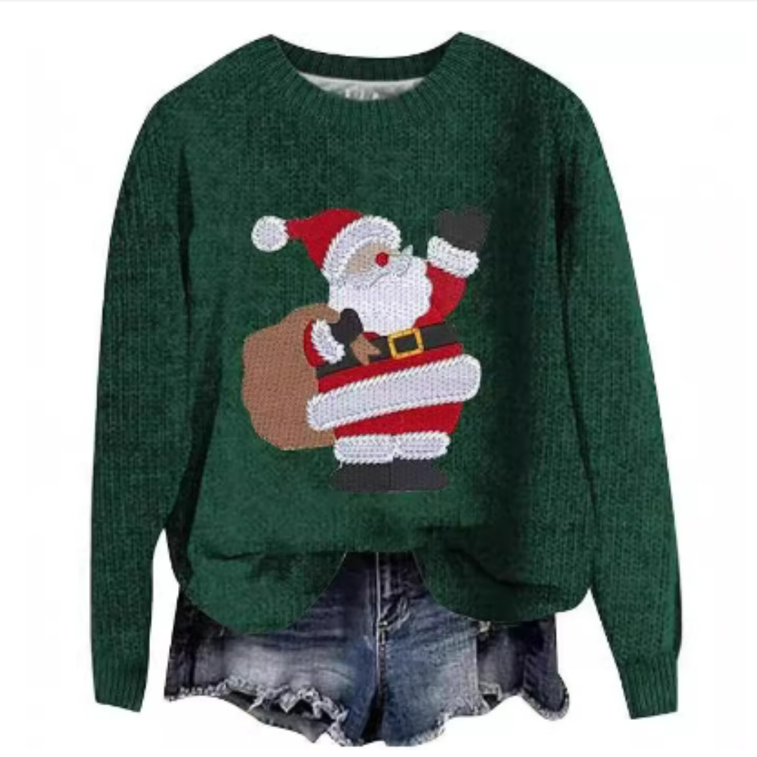 Damen Langarm Weihnachten Pullover | Rundhalsausschnitt