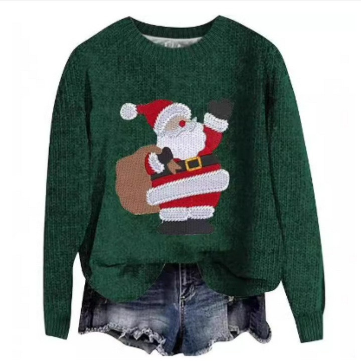 Damen Langarm Weihnachten Pullover | Rundhalsausschnitt