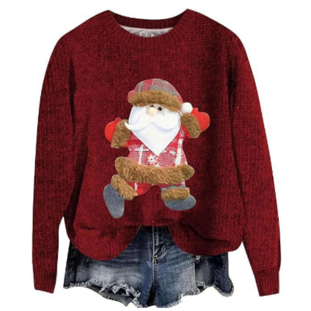 Damen Langarm Weihnachten Pullover | Rundhalsausschnitt
