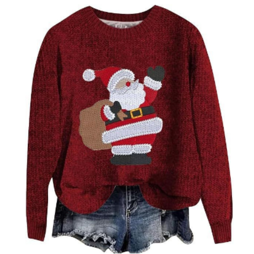 Damen Langarm Weihnachten Pullover | Rundhalsausschnitt