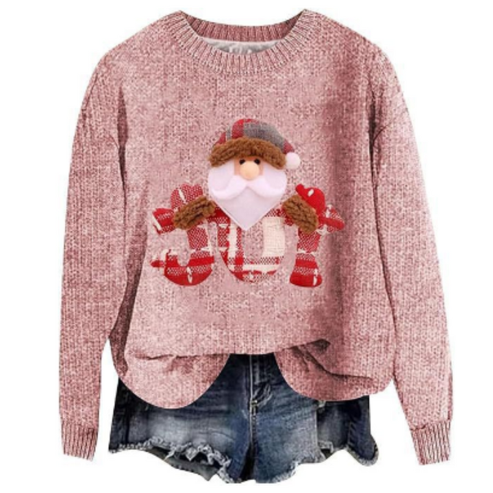 Damen Langarm Weihnachten Pullover | Rundhalsausschnitt