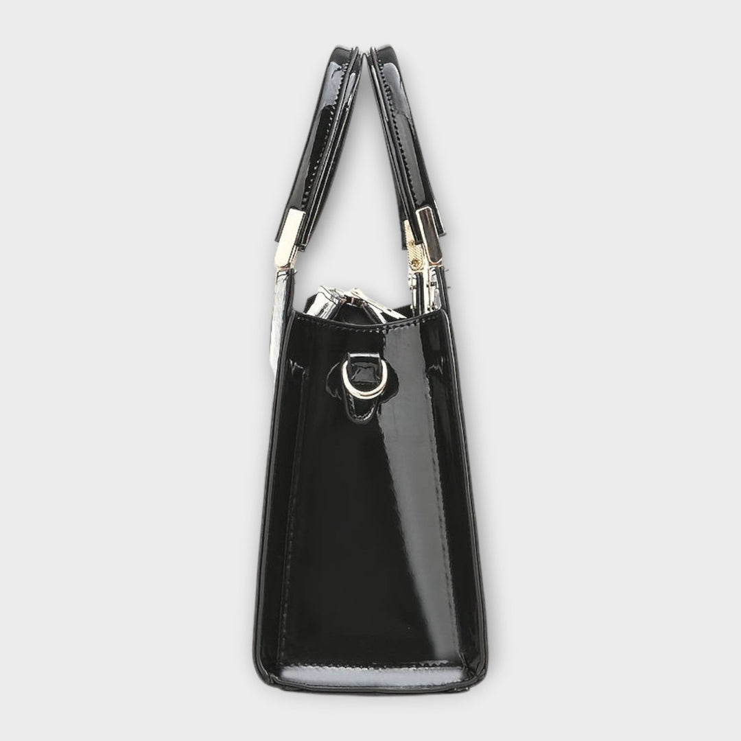 Lora. - Glänzende Krokodilledermuster-Handtasche