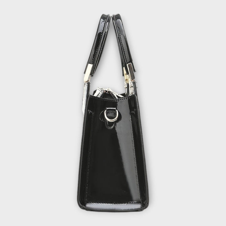Lora. - Glänzende Krokodilledermuster-Handtasche