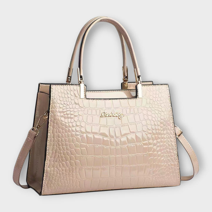 Lora. - Glänzende Krokodilledermuster-Handtasche