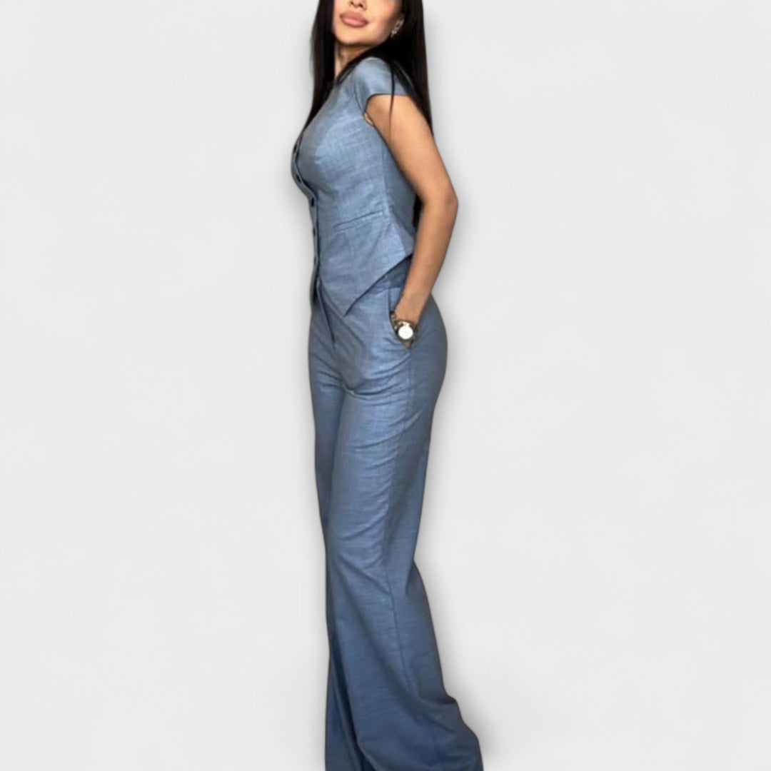 Ivy - Schickes V-Ausschnitt-Top und Hosen-Set