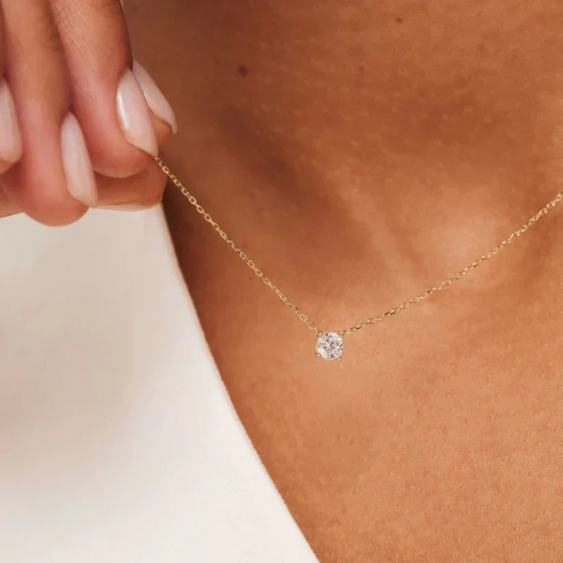 Ysavienna | Moissanit Stein Halskette 14k Gold