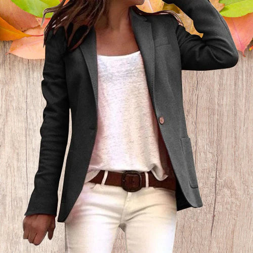 Jarethy | Revers Knopf schlanke lange Ärmel Damen Blazer