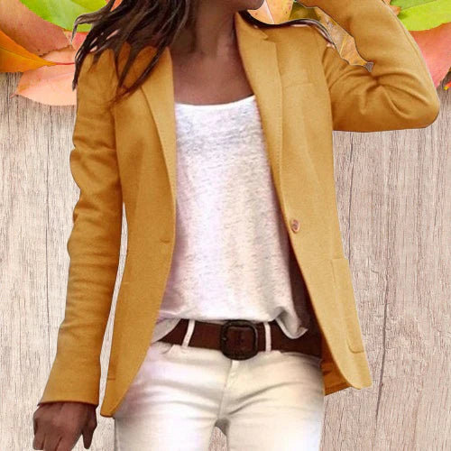 Jarethy | Revers Knopf schlanke lange Ärmel Damen Blazer