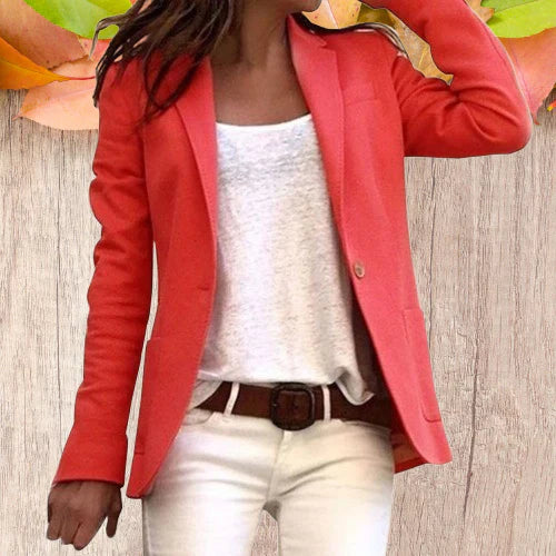 Jarethy | Revers Knopf schlanke lange Ärmel Damen Blazer