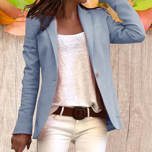 Jarethy | Revers Knopf schlanke lange Ärmel Damen Blazer