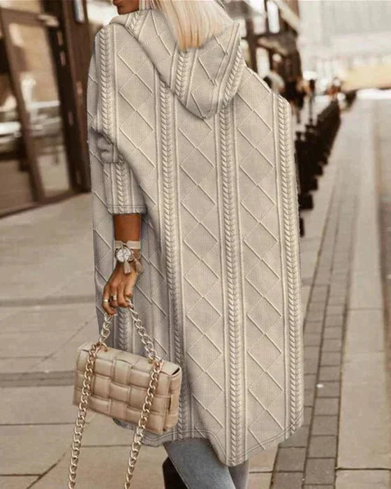 Wilma - Verlängerter Kapuzen-Strickjacke