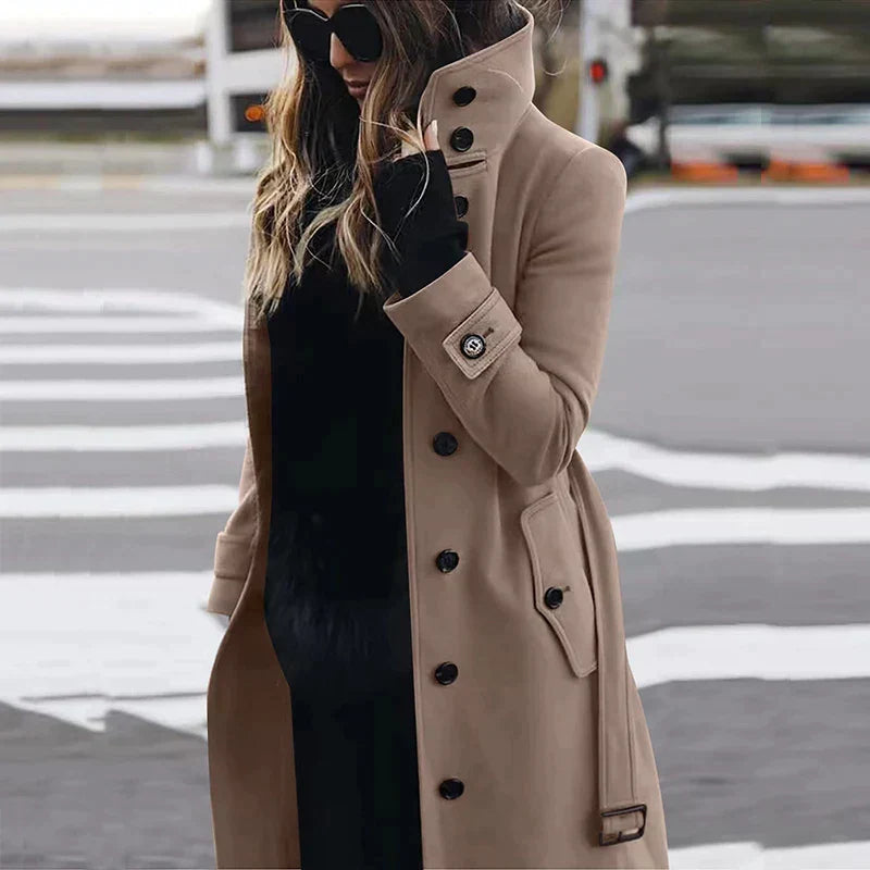 Damen Lange Warme Trench Mantel | Winter