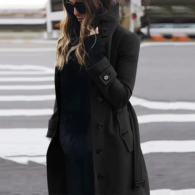 Damen Lange Warme Trench Mantel | Winter
